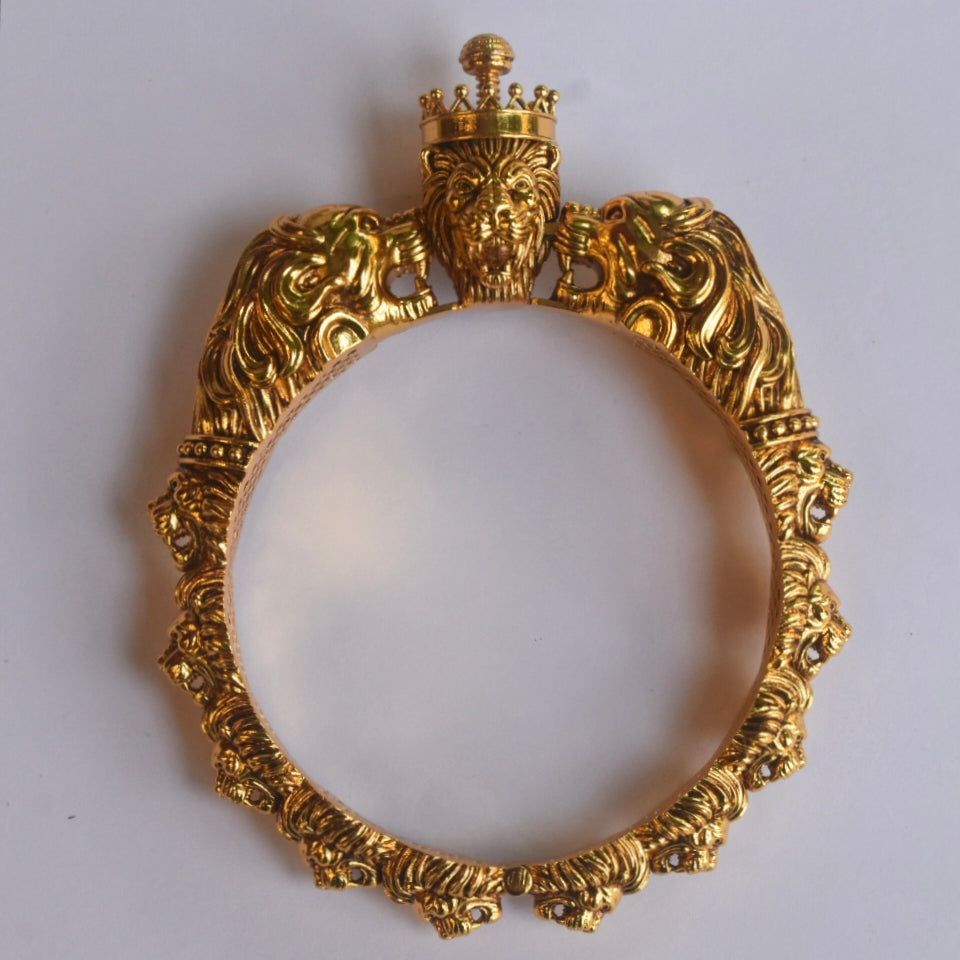 Asp Silver Royal Antique Lion Kada for Men