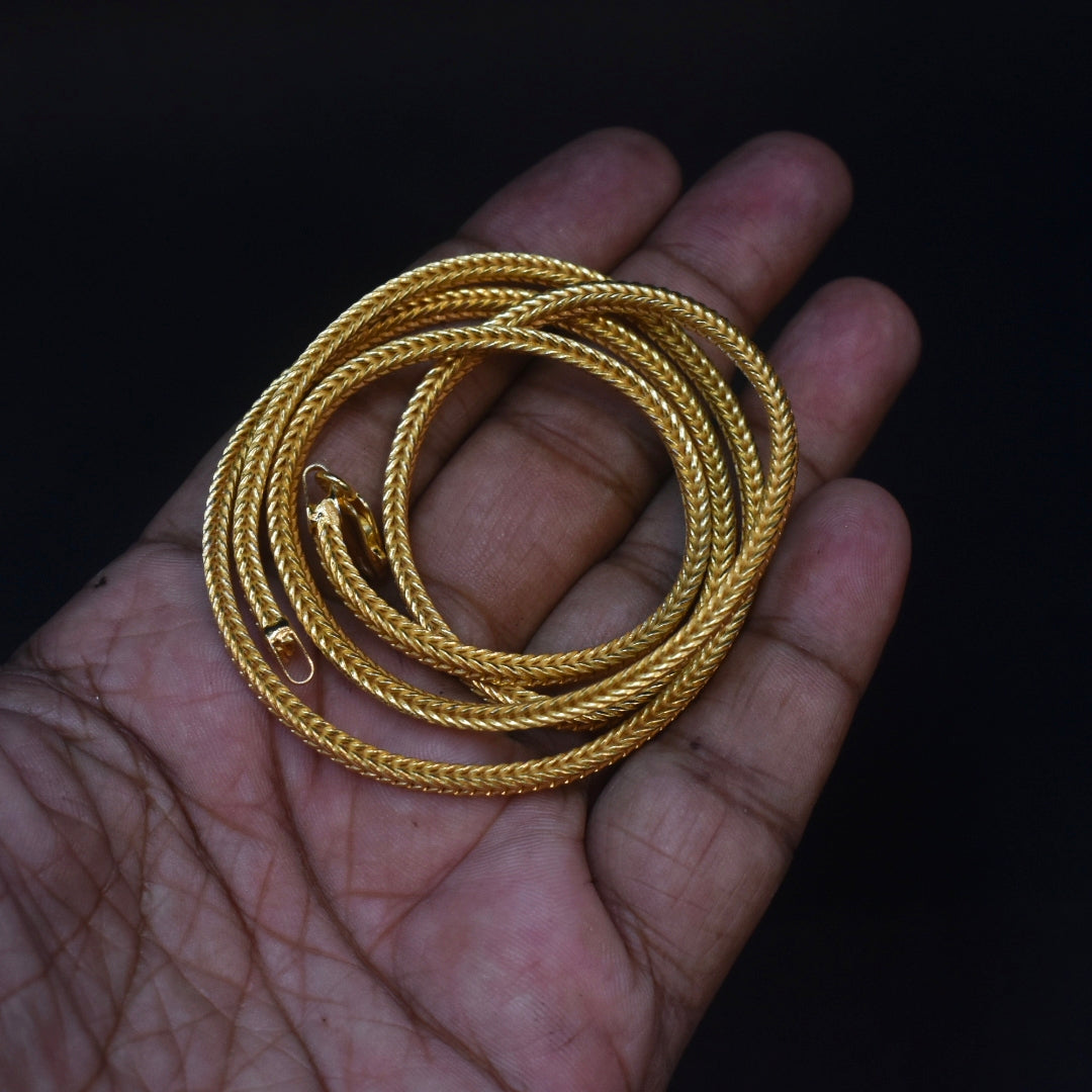 925 Hallmarked Silver 24K Gold Plated Thali Bottu Mangalsutra Chain - 24 Inches