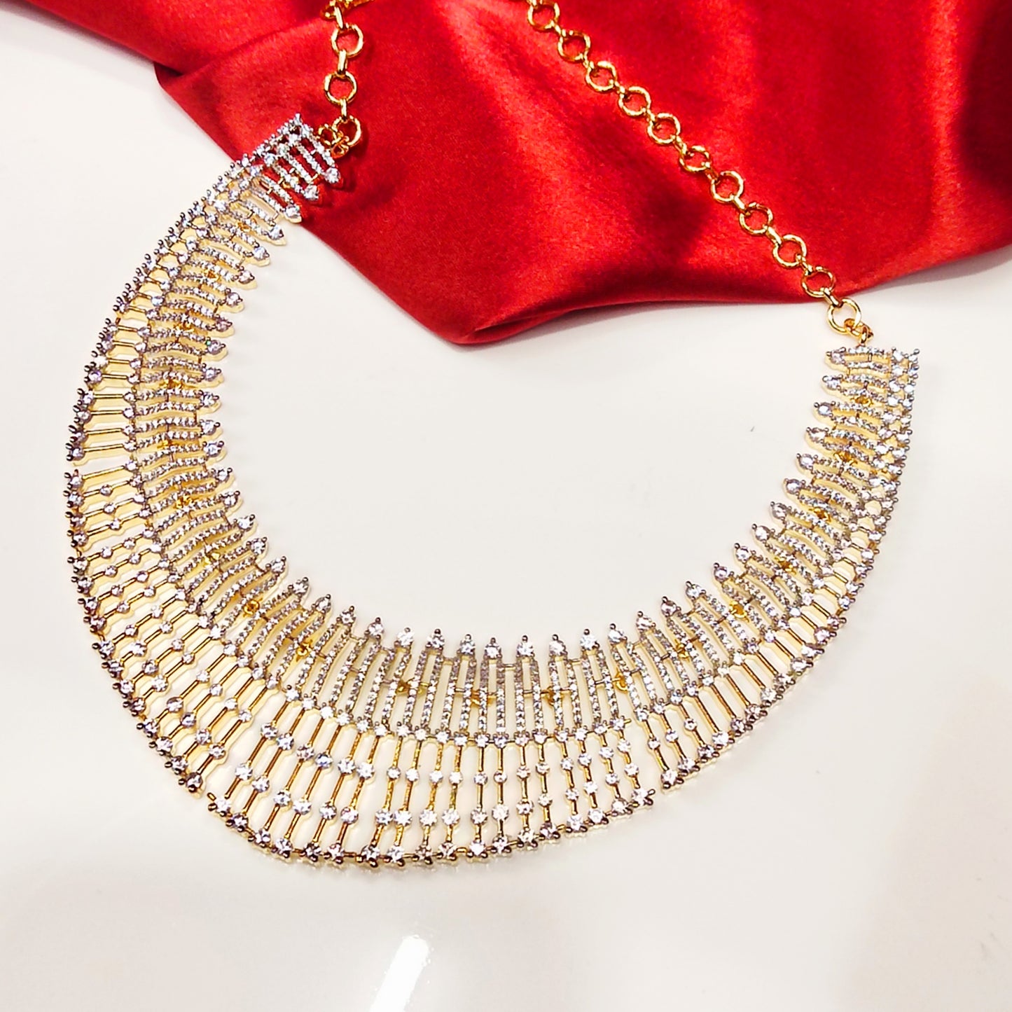 "Dazzle and Shine with Asp Fashion Jewellery's Glamorous American Diamond Necklace: Show-stopping Elegance for Every Occasion"