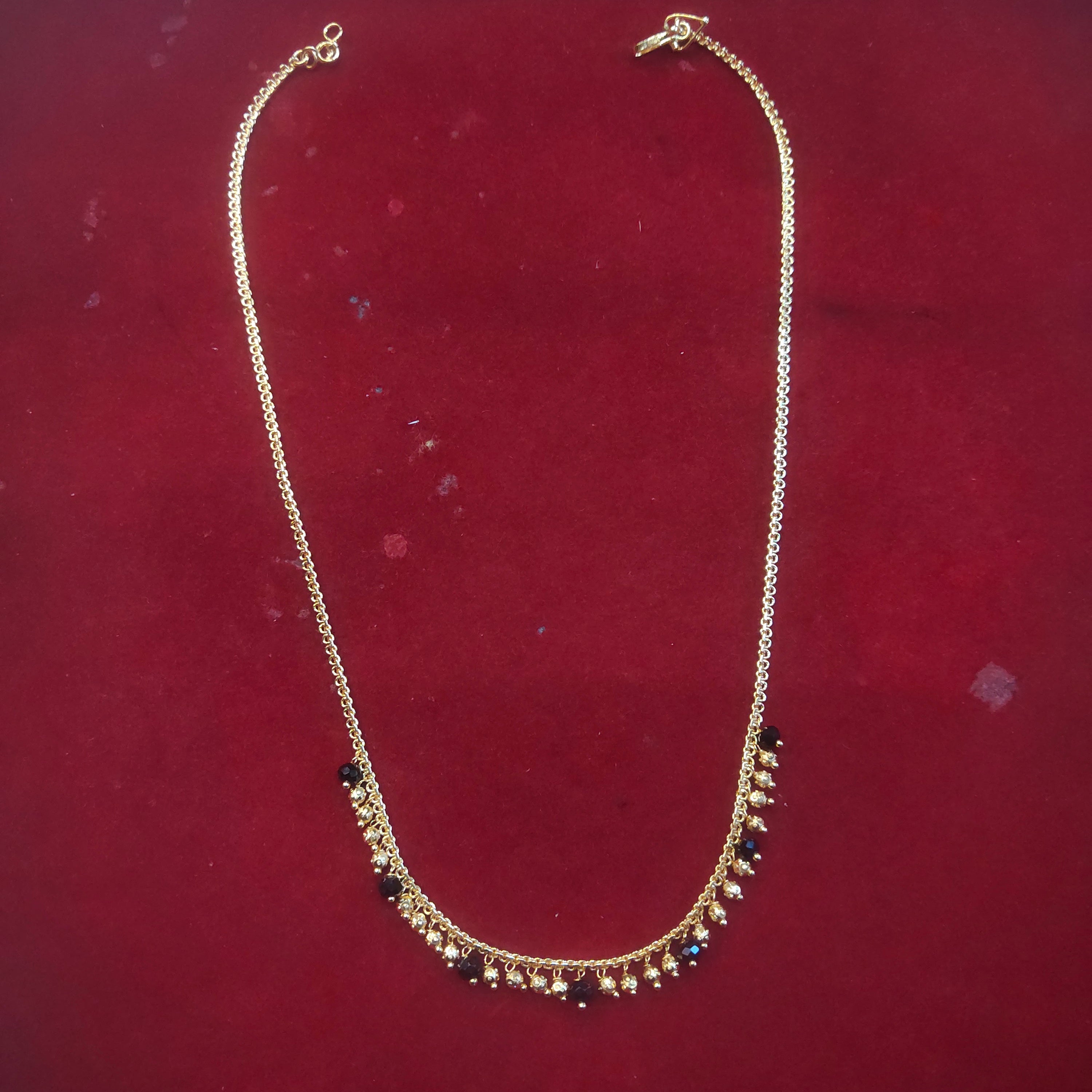 24K Gold Plated Necklace with Decorative Beads - 20 Inches