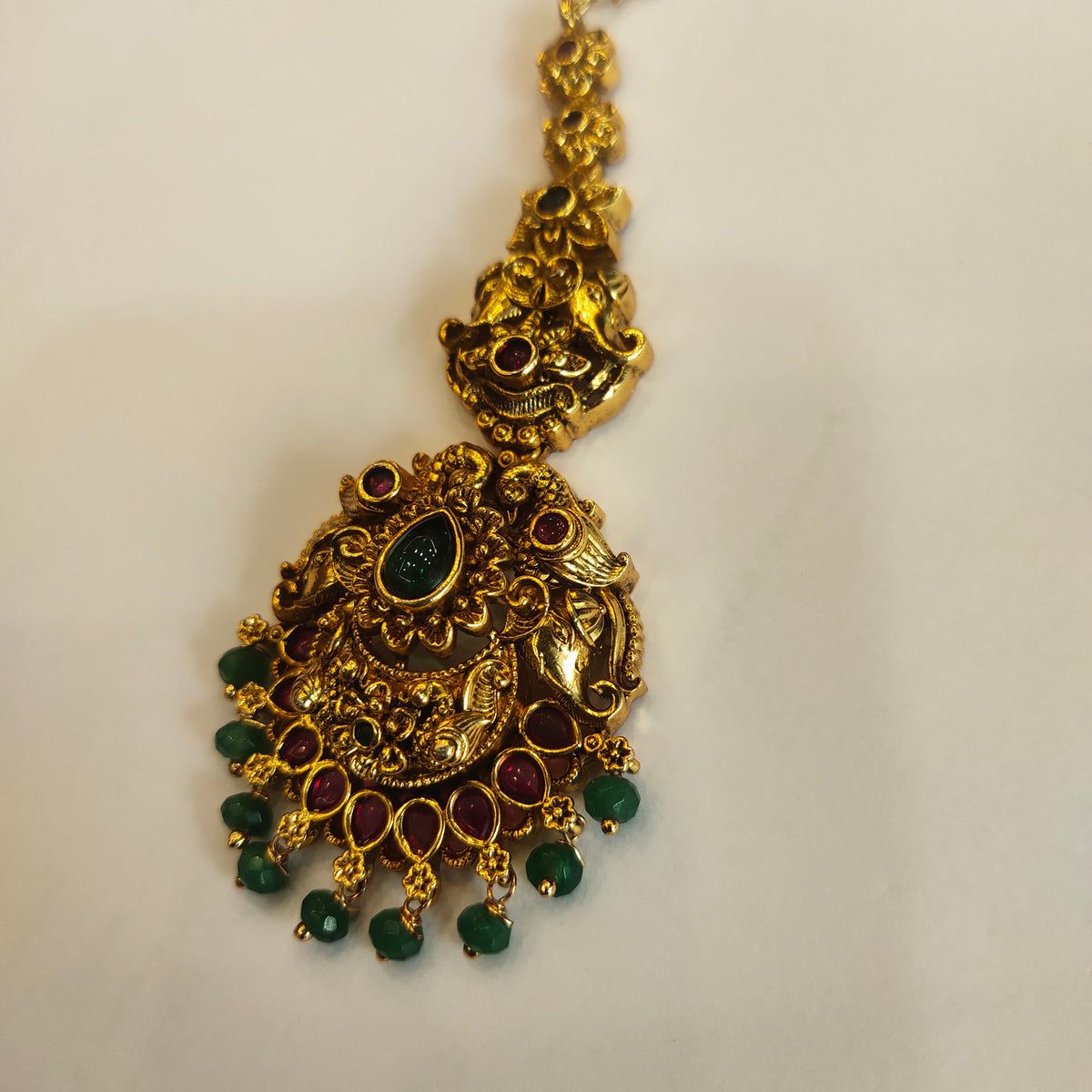 Antique Kemp Maang Tikka - Traditional Indian Bridal Jewelry