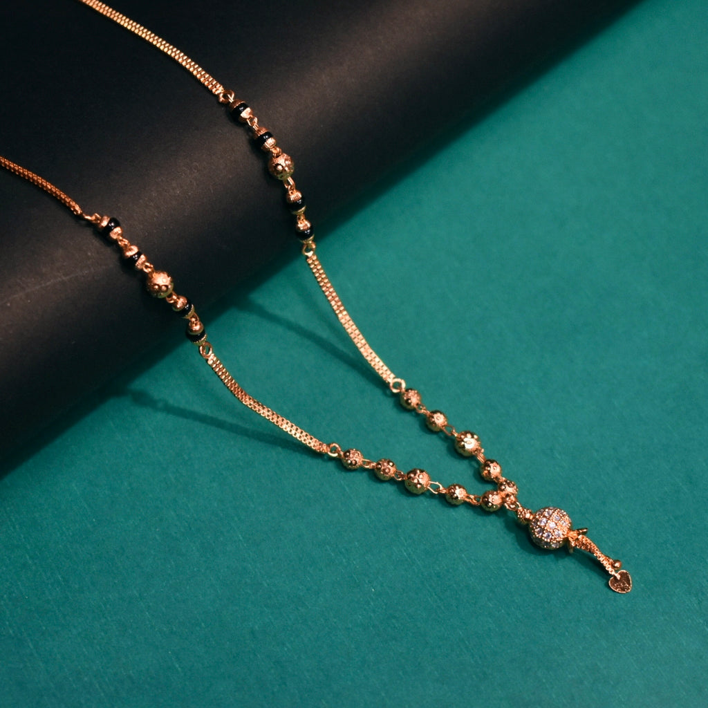 Classic 18-Inch Black Beads Mangalsutra | 24K Gold Plated | Traditional Chain