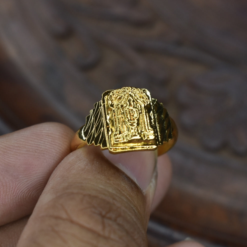 "Divine Elegance: Asp Fashion Jewellery 24K Gold Plated Tirupati Balaji Ring"