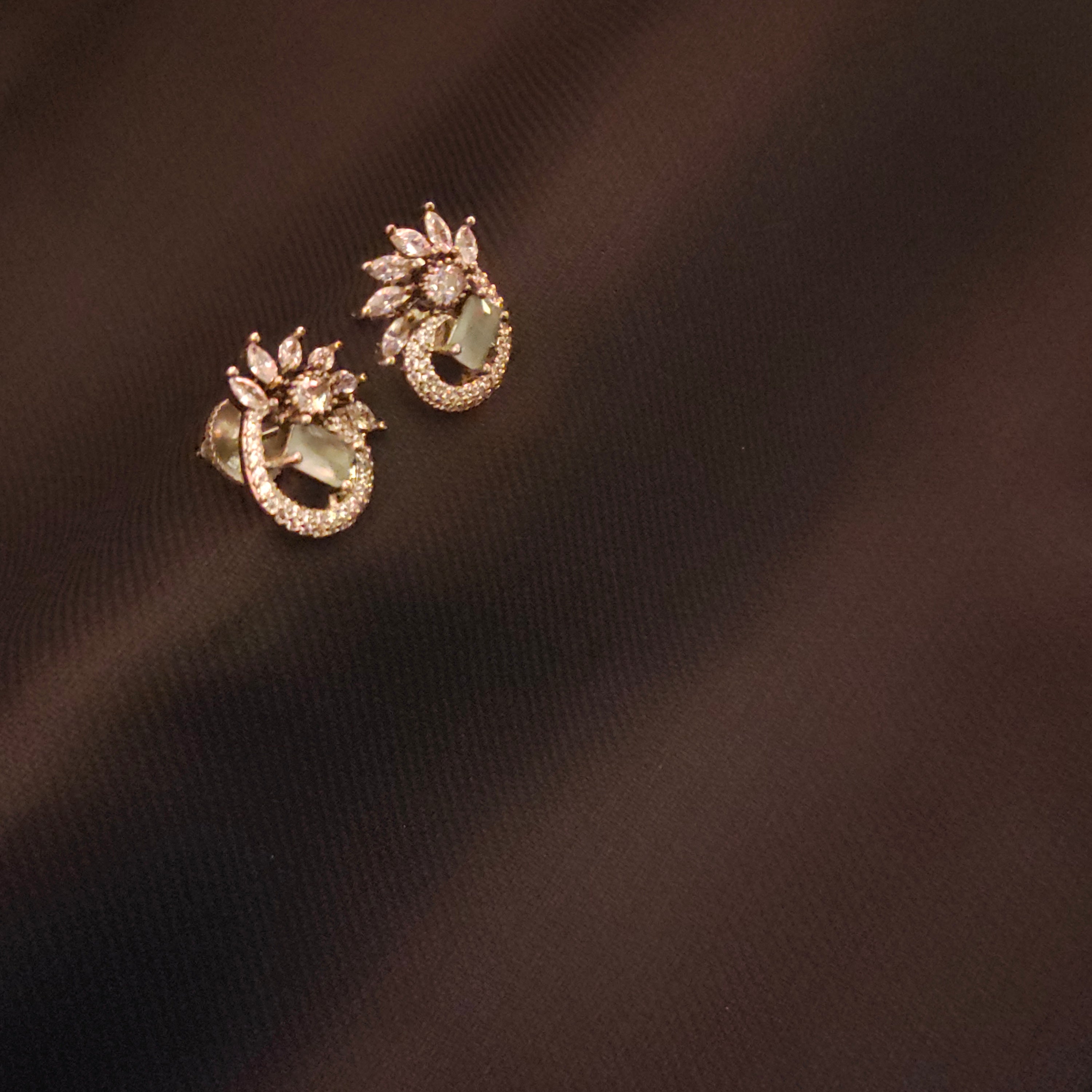 Antique American Diamond Stud Earrings - Vintage Inspired Designer Jewelry