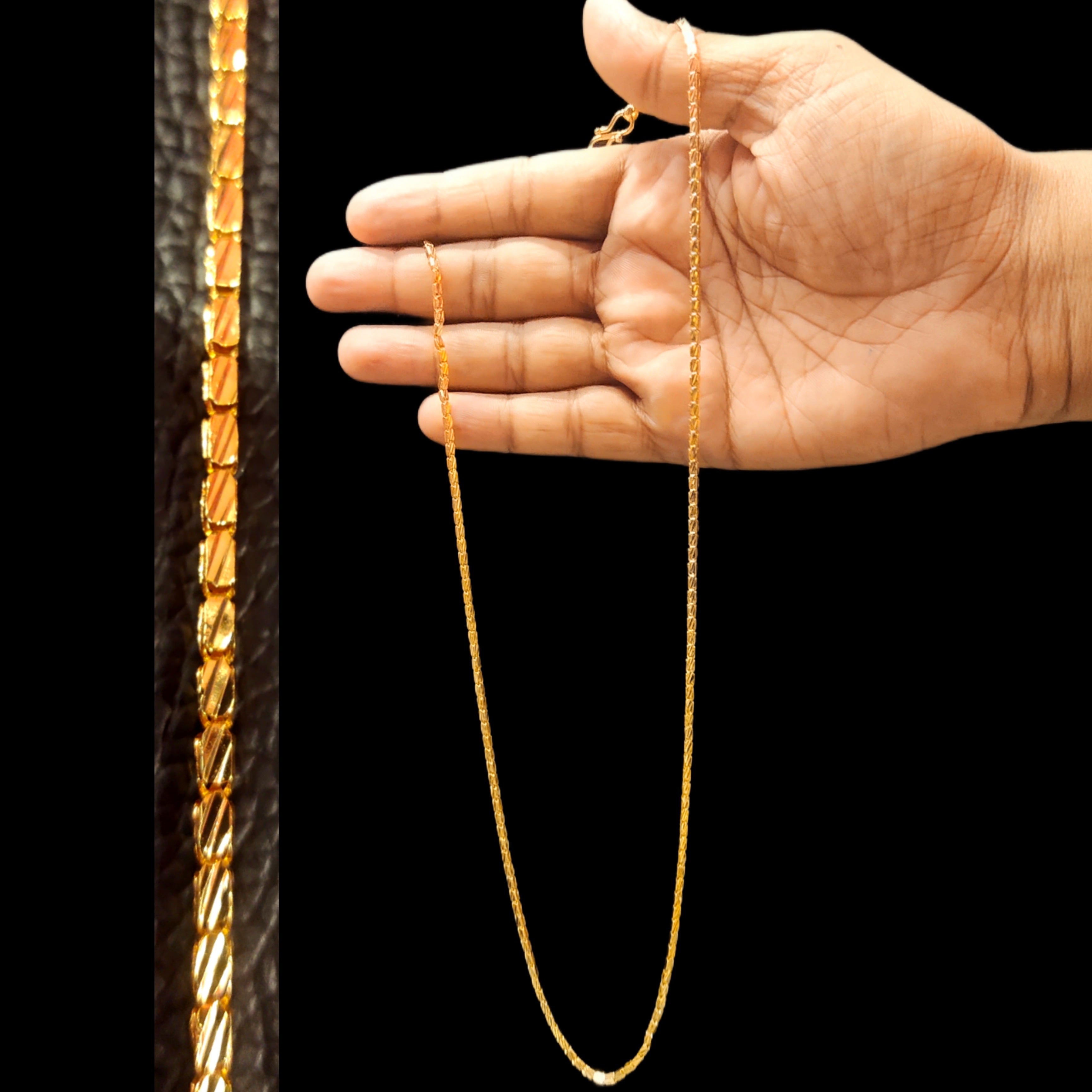24 Inch One Gram Gold Plated Chain - Trendy Unisex Necklace 24K Gold