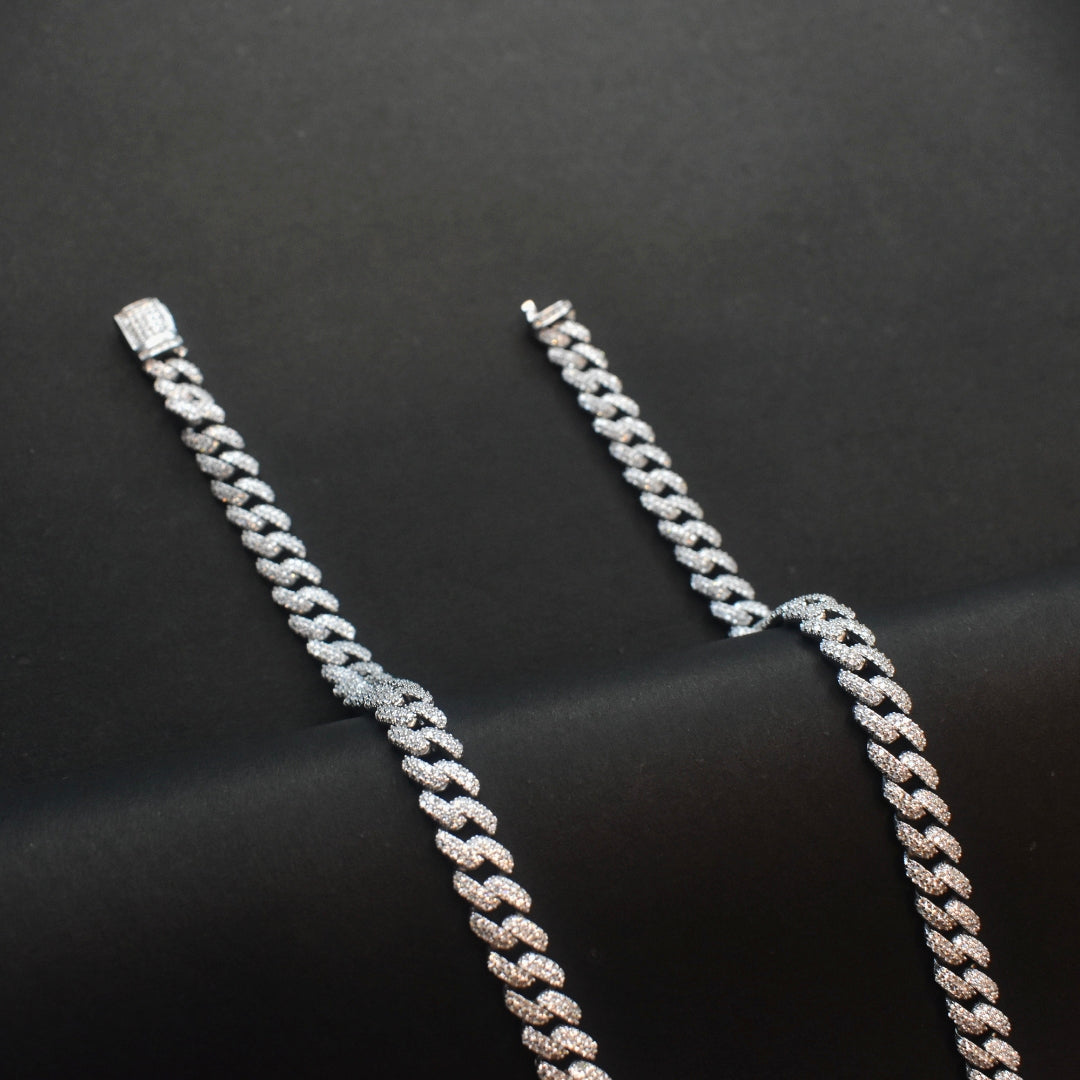 Asp 925 Silver Cuban Zircon Chain For Men