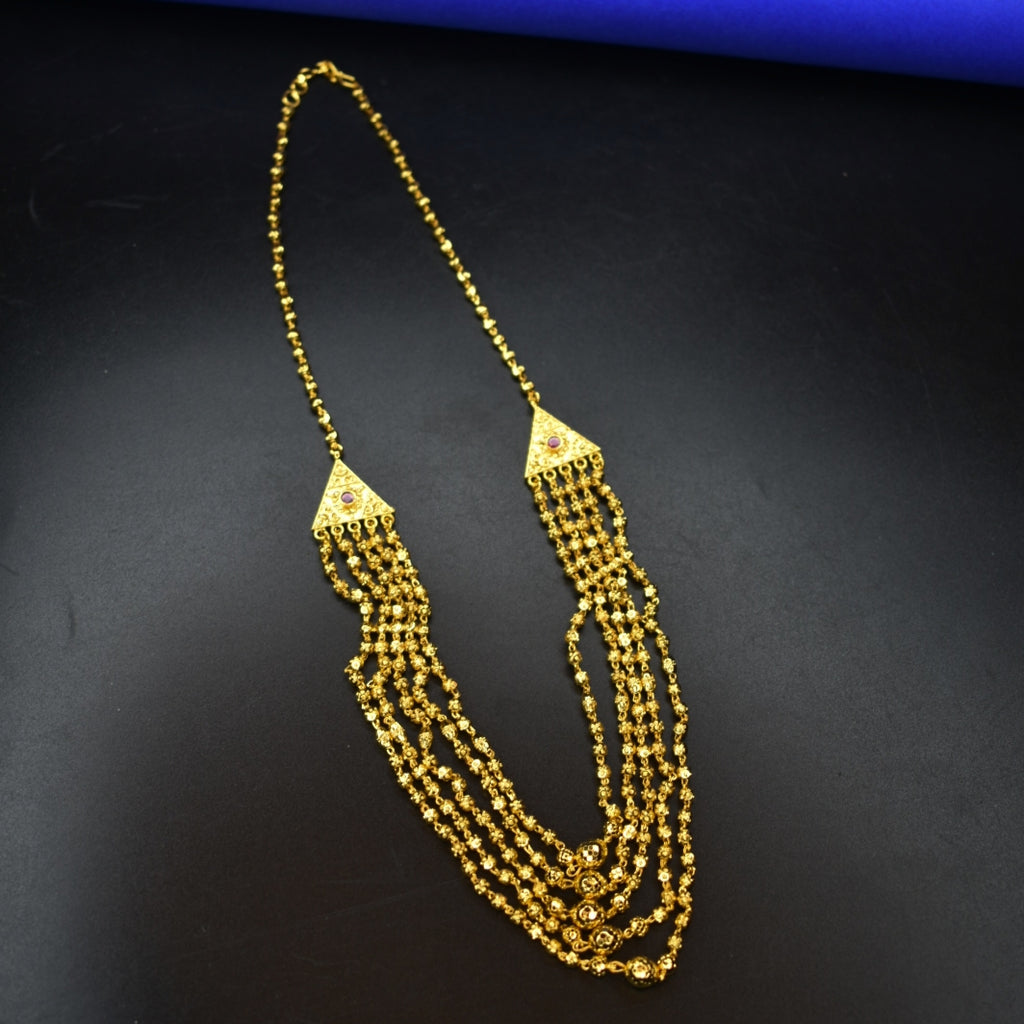 24K Gold Plated Ball Layered Necklace - Traditional Gundu Mala