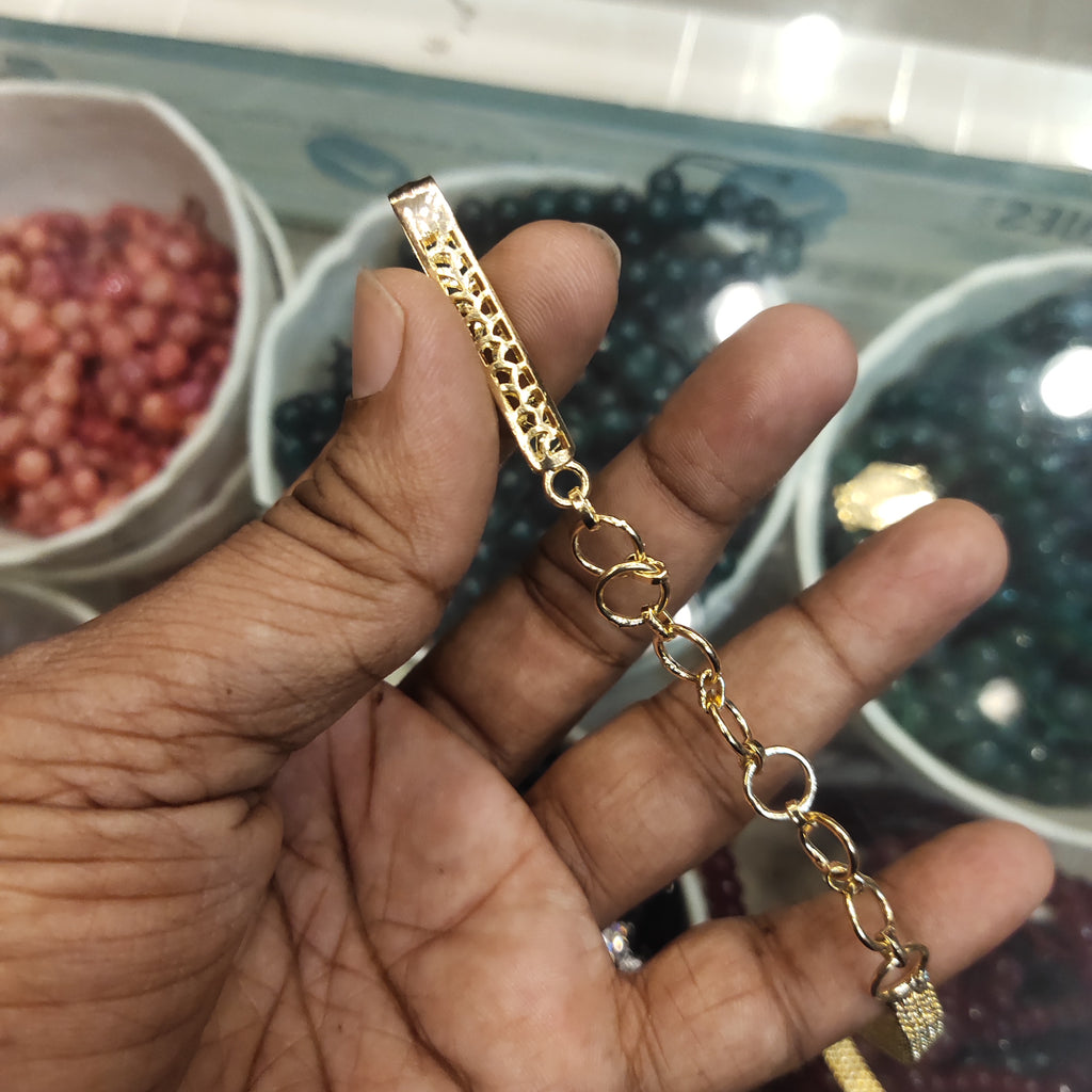 Green Zircon Rhodium-Gold Double Tone Plated Vaddanam Waist Chain