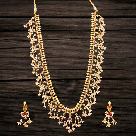 Buy Amala Guttapusallu Kempu Silver Necklace Set