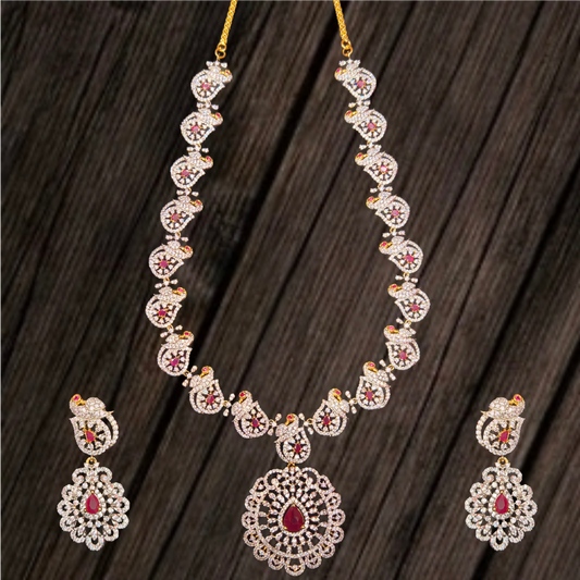 Discover the Enchanting Peacock American Diamonds Necklace Set by Asp Fashion Jewellery