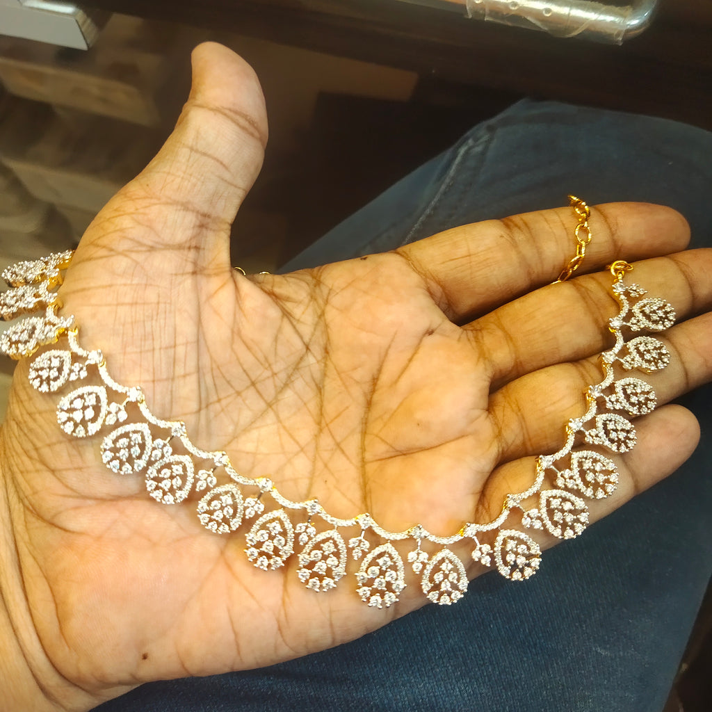 Rhodium-Gold White Zircon Necklace Set - Premium Quality