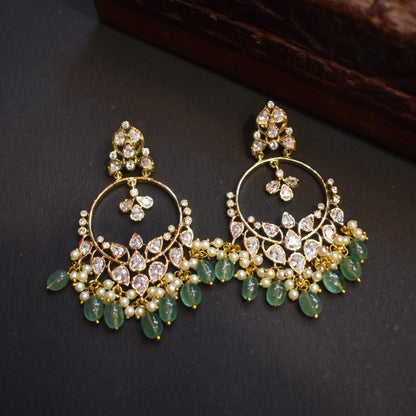 Asp CZ Gold Plated Screw Back Chandbali Earrings