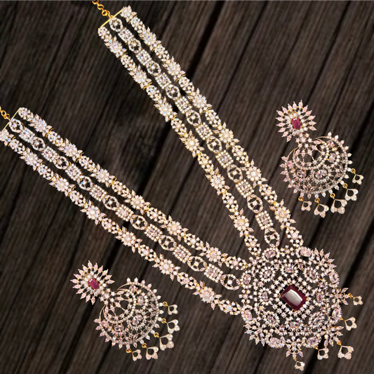 Dazzle Your Way with the Majestic Layers of Asp Fashion Jewellery's American Diamond Necklace Set