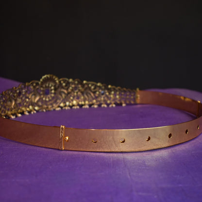 Asp Victorian Purple Kundan Peacock Belt Vaddanam