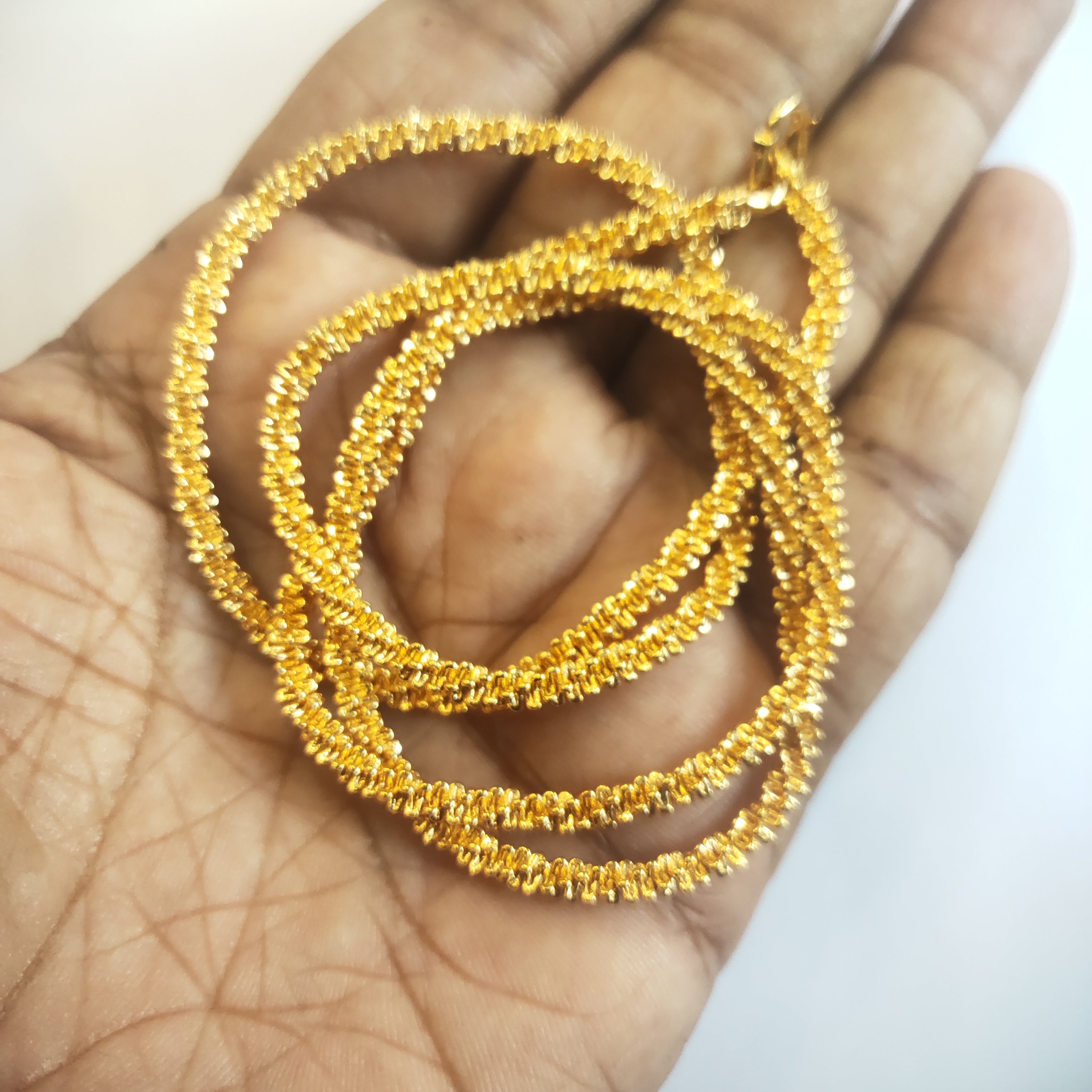 24K Gold Plated One Gram Chain for Women - 24 Inches | Spiral Design