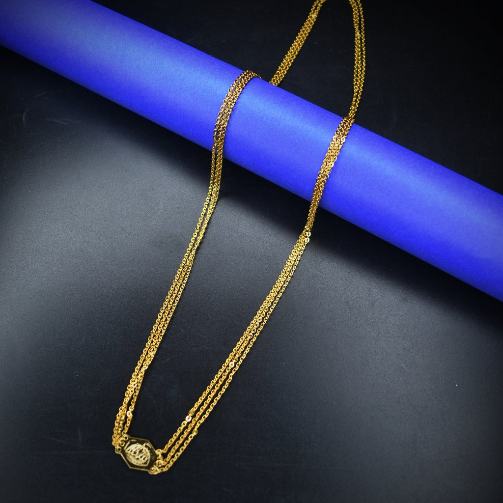 24 Inch Three Layered Chandrahar Chain - 24K Gold Plated Women's Necklace