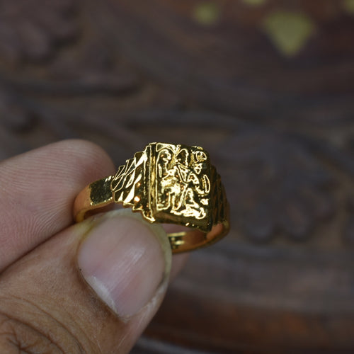 "Bring the Divine Home: Asp Fashion Jewellery's 24K Gold Plated Lord Hanuman Ring"