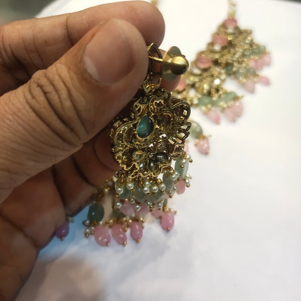 Asp Victorian Pink Zircon & Kundan Necklace Set