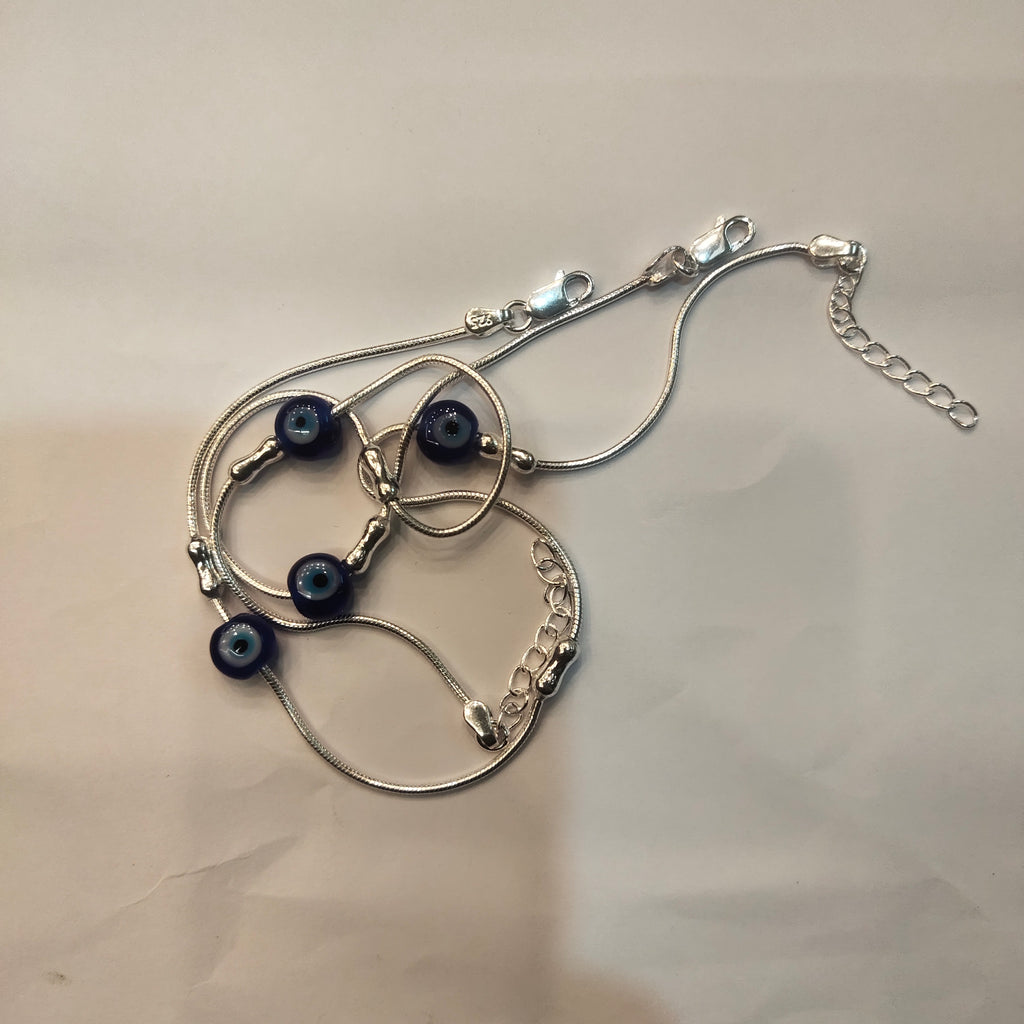 Stylish Asp Sterling Silver Evil Eye Beaded Anklets