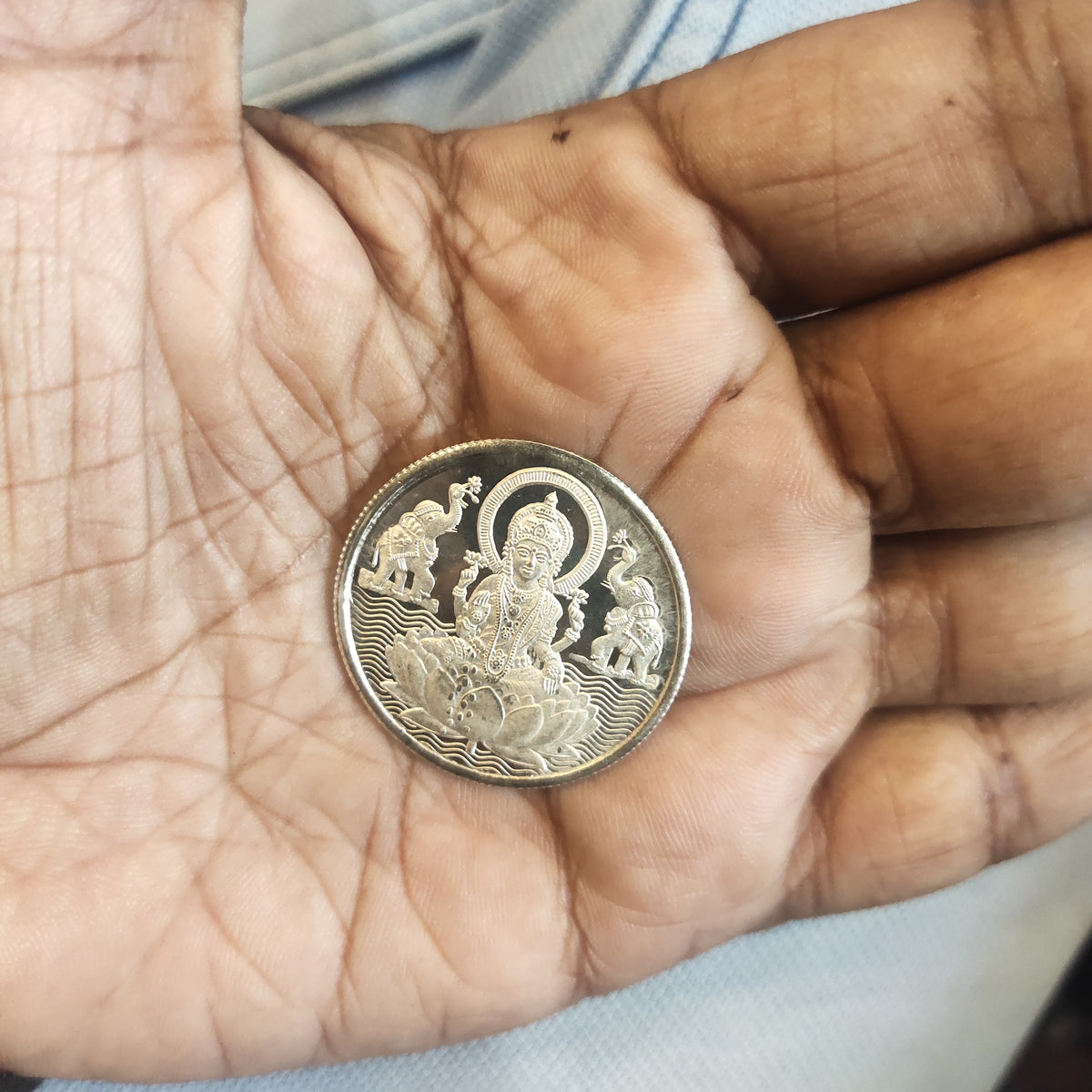 999 Pure Silver Coin - Laxmi & Shree Design (10 Grams, 3cm)