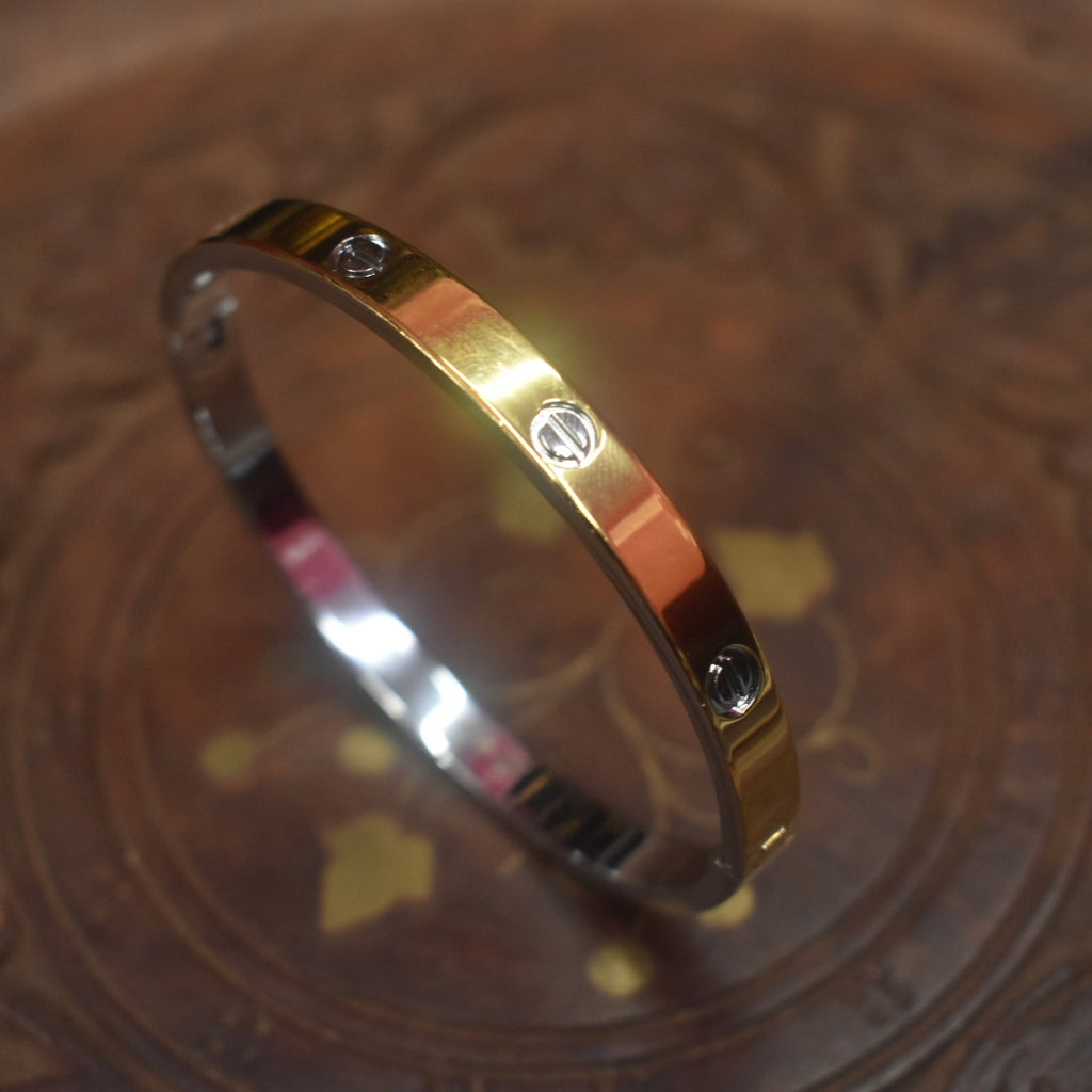 925 Silver Love Bangle Bracelet (Cartier Style) - Gold & Rose Gold Plated - Unisex