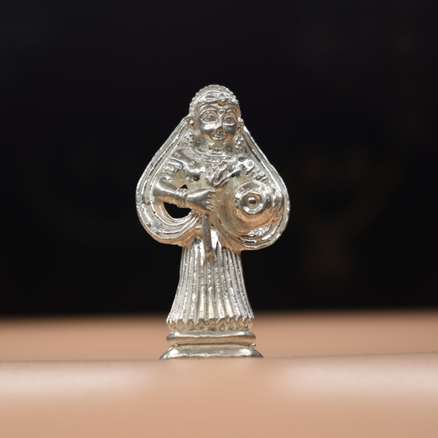 Pure Silver Annapurna Devi Idol - Handcrafted Goddess of Food Statue