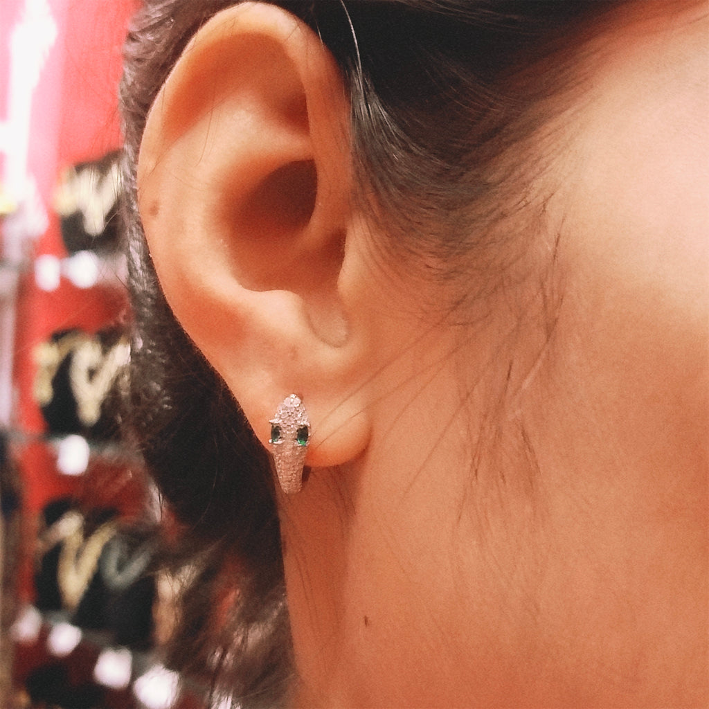 Trendy Sterling Silver Snake Hoop Earrings - Modern Design