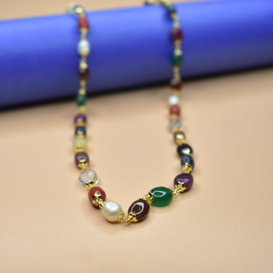 "Radiant Elegance: Discover the Beauty of Asp Fashion Jewellery Navratna Beads Mala"