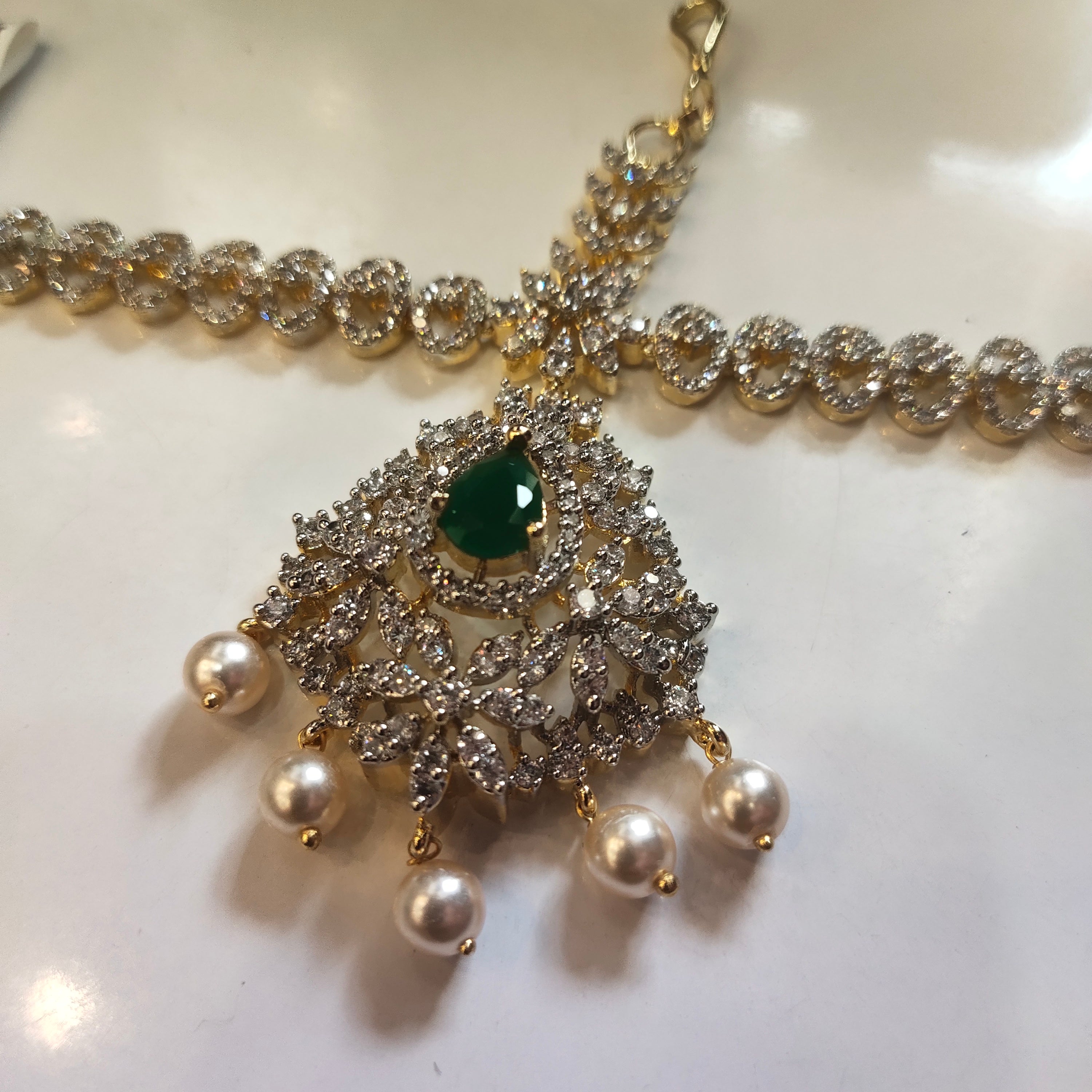 Rhodium Gold Plated Bridal Mathapatti - Traditional Indian Wedding Jewelry