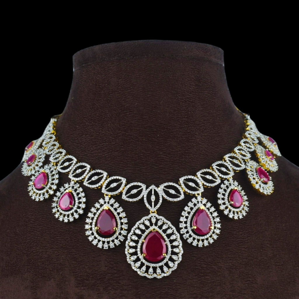 Fascinating American Diamond Necklace Set - Elegant Bridal Jewellery