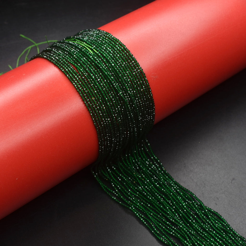 Dark Green Spinel Beads 2mm - Natural Semi-Precious Gemstone Strands