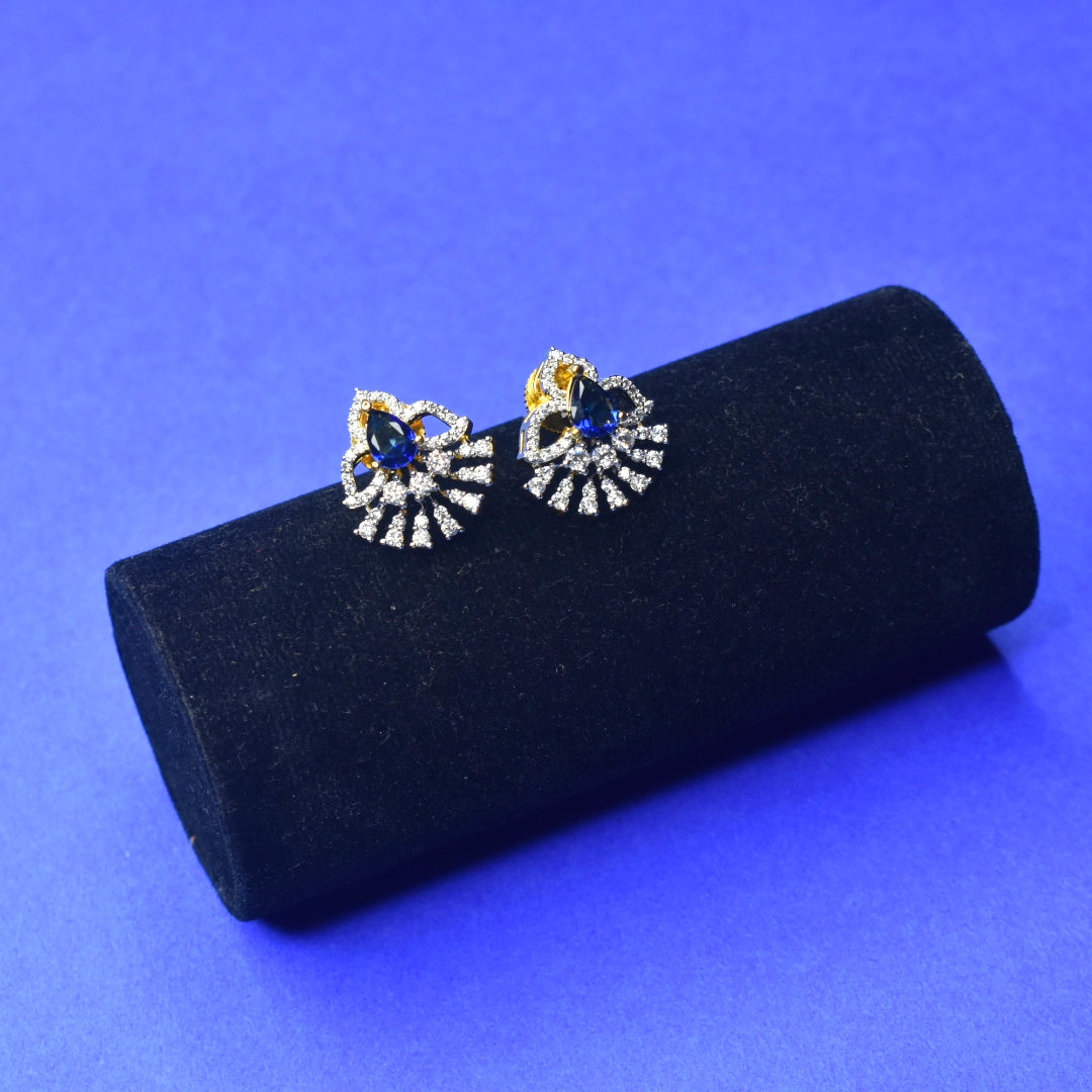 Classic American Diamond Stud Earrings - 24K Gold Professional Office Wear