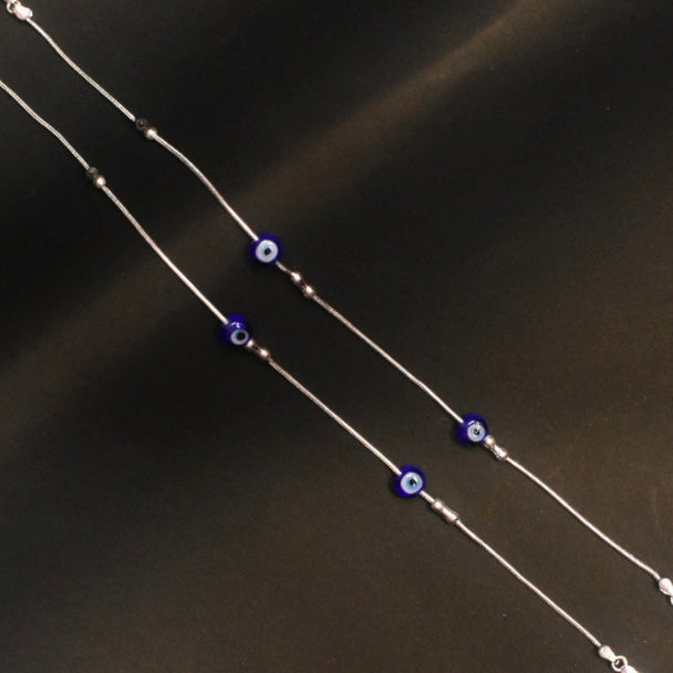 Stylish Asp Sterling Silver Evil Eye Beaded Anklets