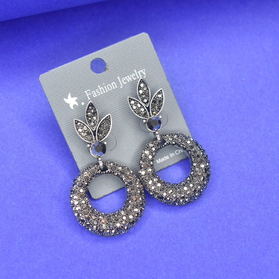 Elegant Essentials Black Crystal Earrings - Timeless Office Wear