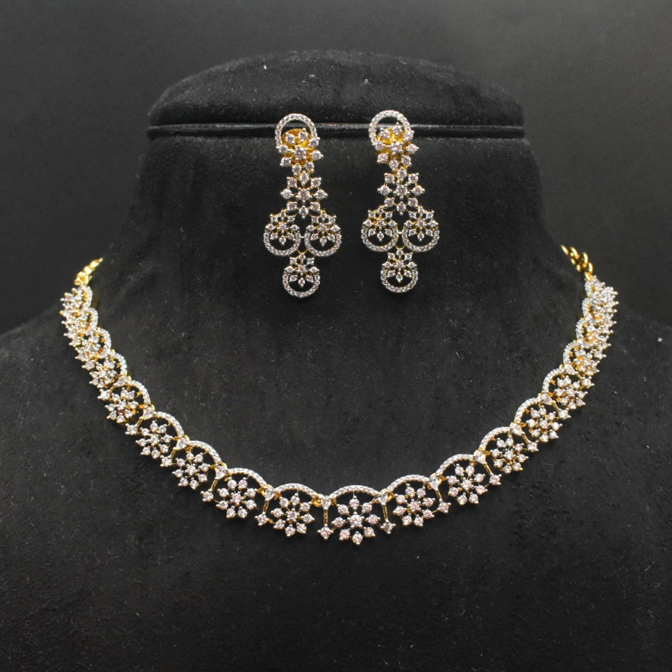 Sparkling White Zircon Necklace & Earring Set