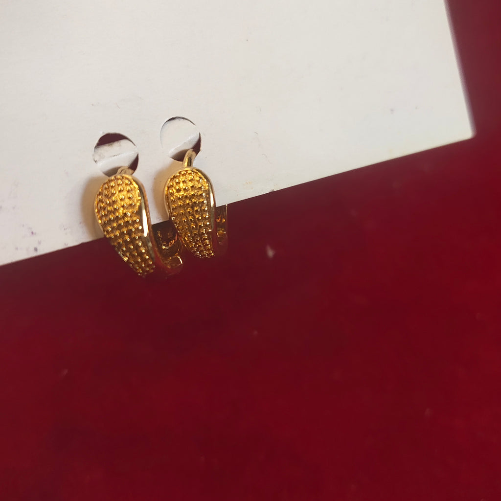 Granulated Gold Huggie Hoop Earrings | Dotted Texture Design