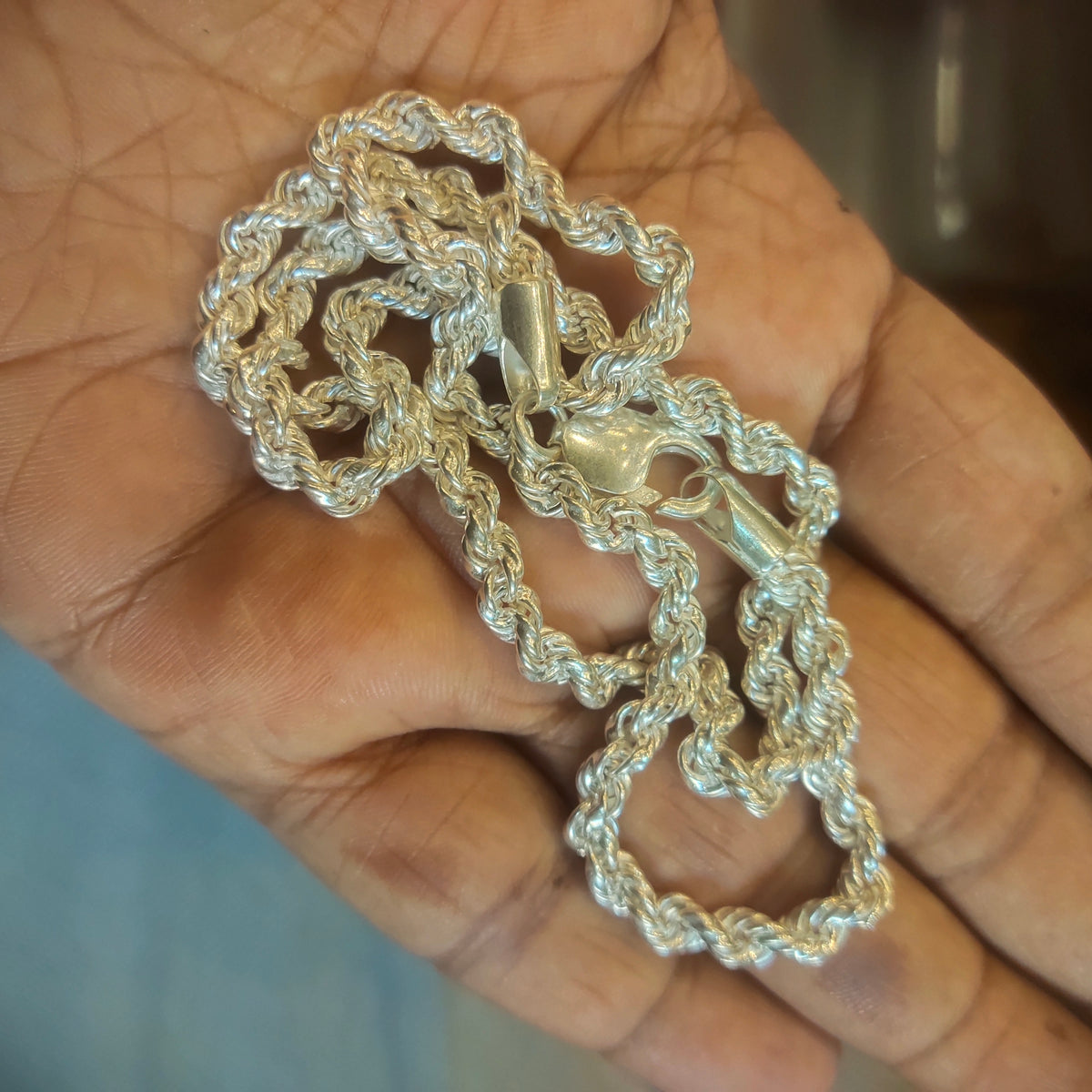 925 Sterling Silver Rope Chain Necklace - 18 Inches | Hallmarked 40g