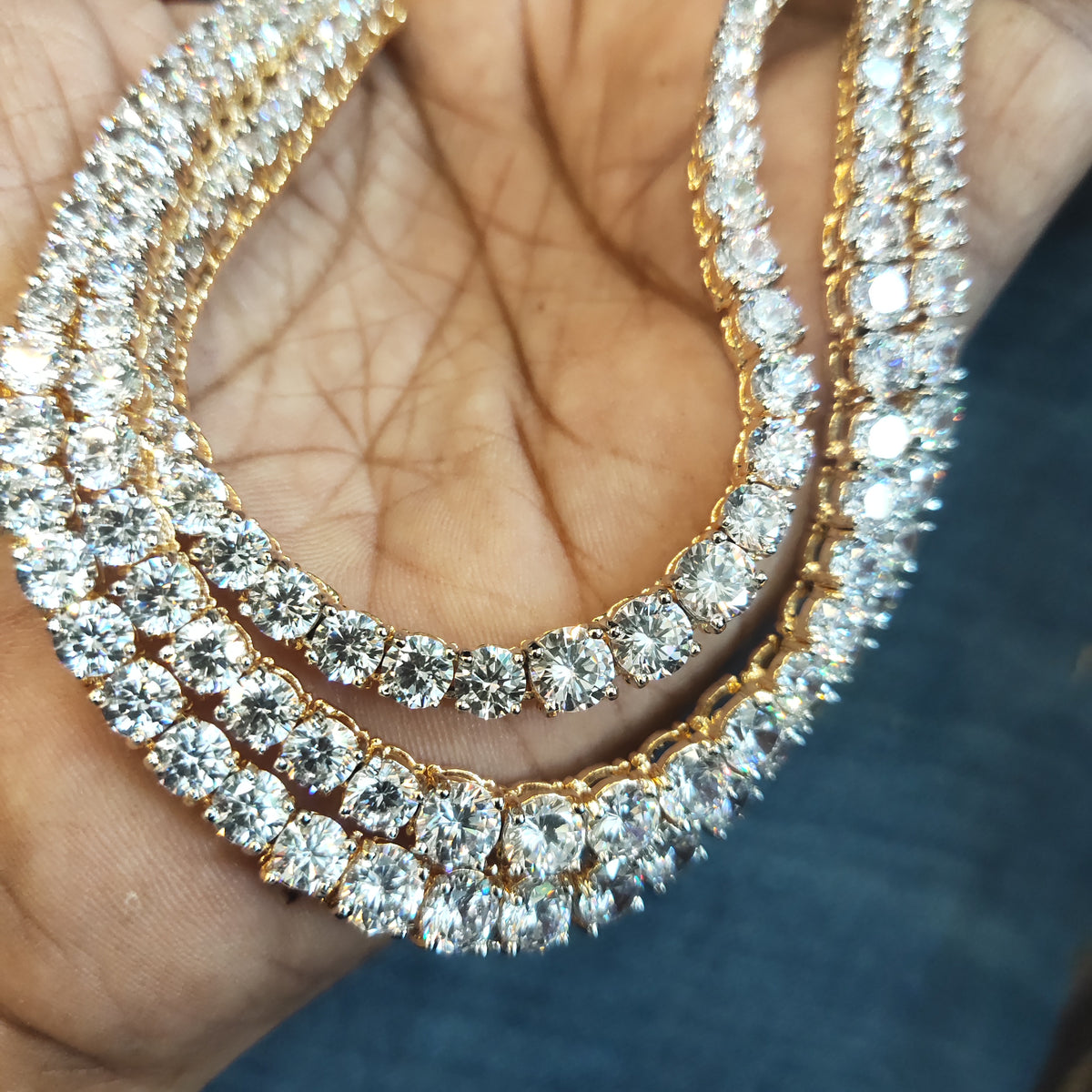 3 Layer Crystal Clear Solitaire Diamond Look Rhodium-Gold Double Tone Zircon Necklace Set with Earrings