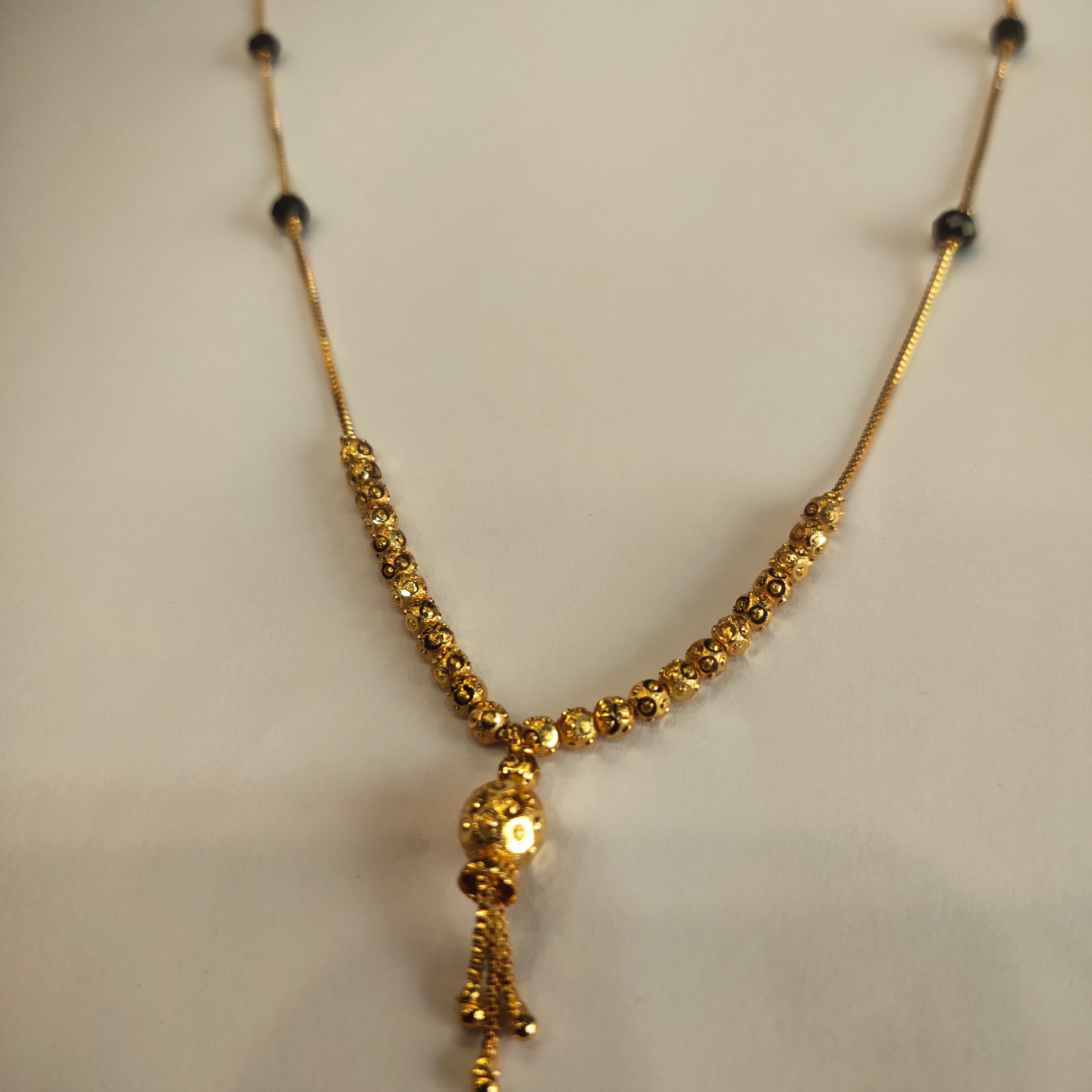 Elegant 18-Inch Black Beads Mangalsutra | 24K Gold Plated | Workwear Jewelry