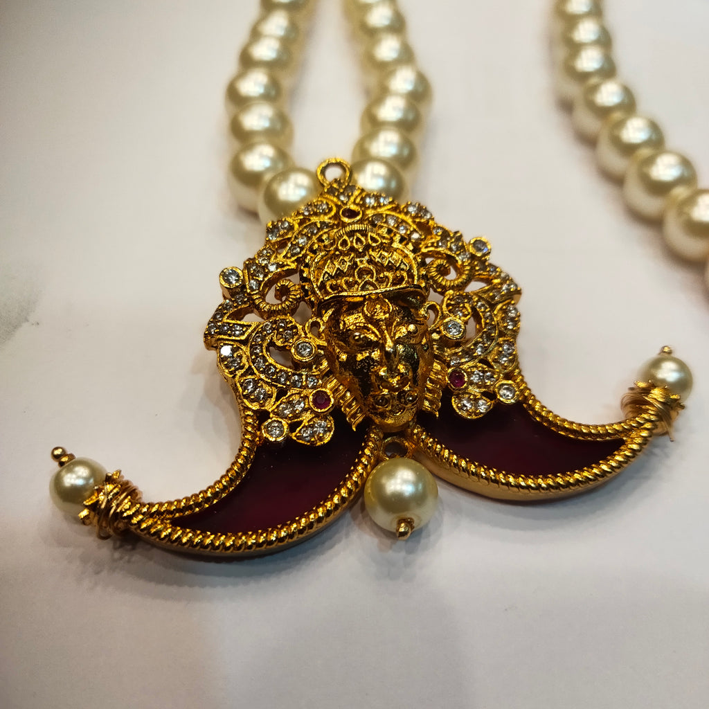 Elegant Puligoru Pendant Mala - Premium Groom Wedding Jewelry with CZ & Pearls