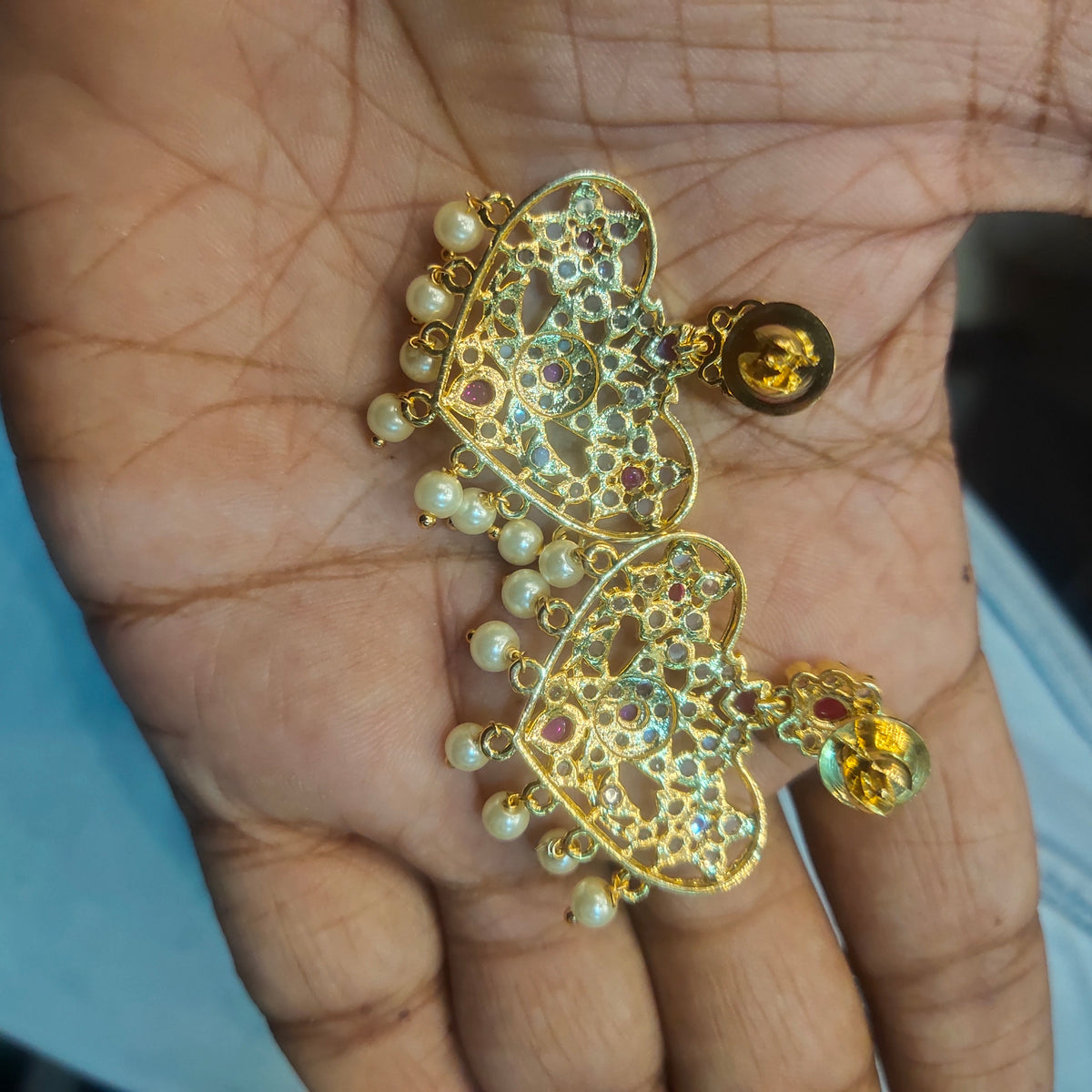 Long Zircon Mango Necklace Set - 24K Gold Plated