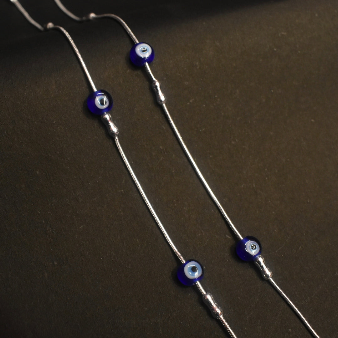 Stylish Asp Sterling Silver Evil Eye Beaded Anklets