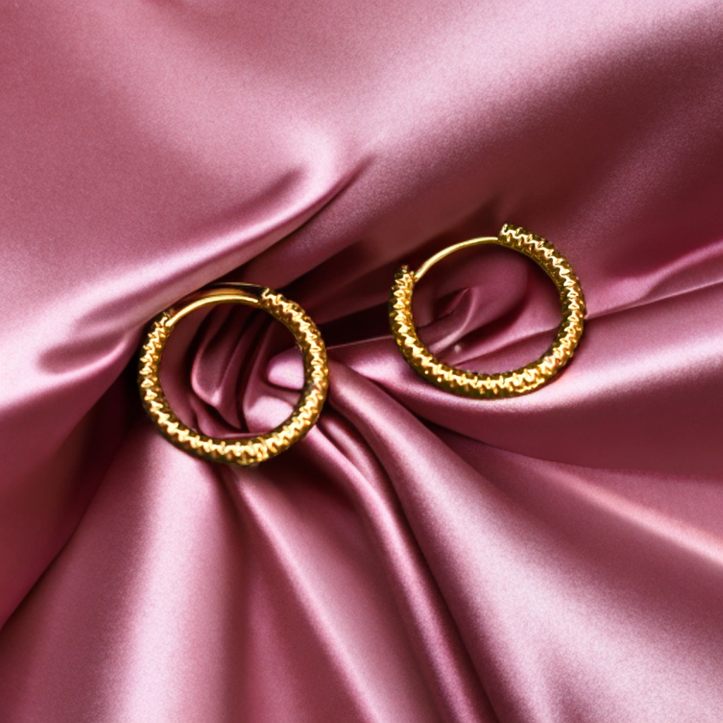 Asp 24 K Gold Plated Hoop Earrings