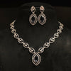 White Rhodium Zircon Necklace Set - Classy Diamond-Look Design