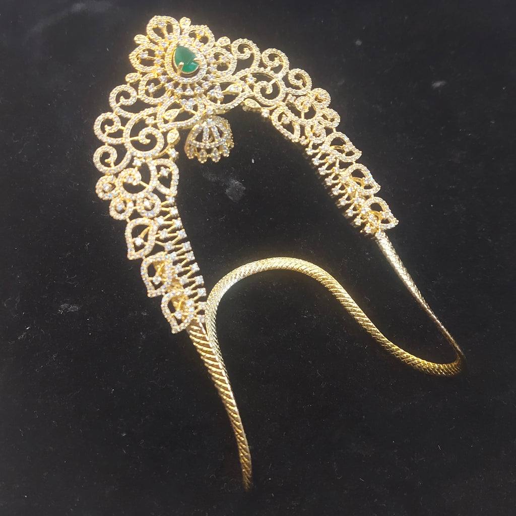 Emerald Floral Temple Vanki - Traditional South Indian Armlet