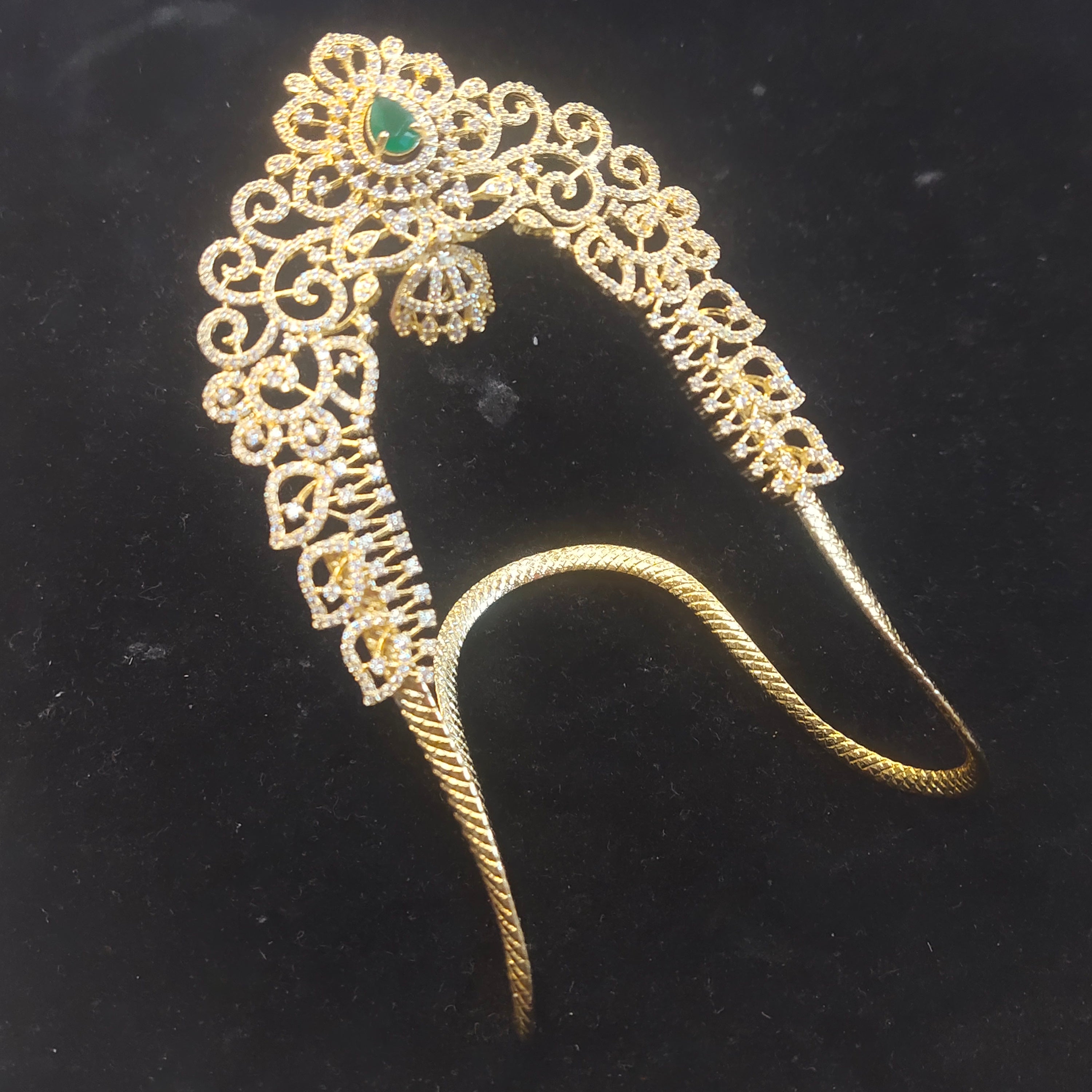 Emerald Floral Temple Vanki - Traditional South Indian Armlet