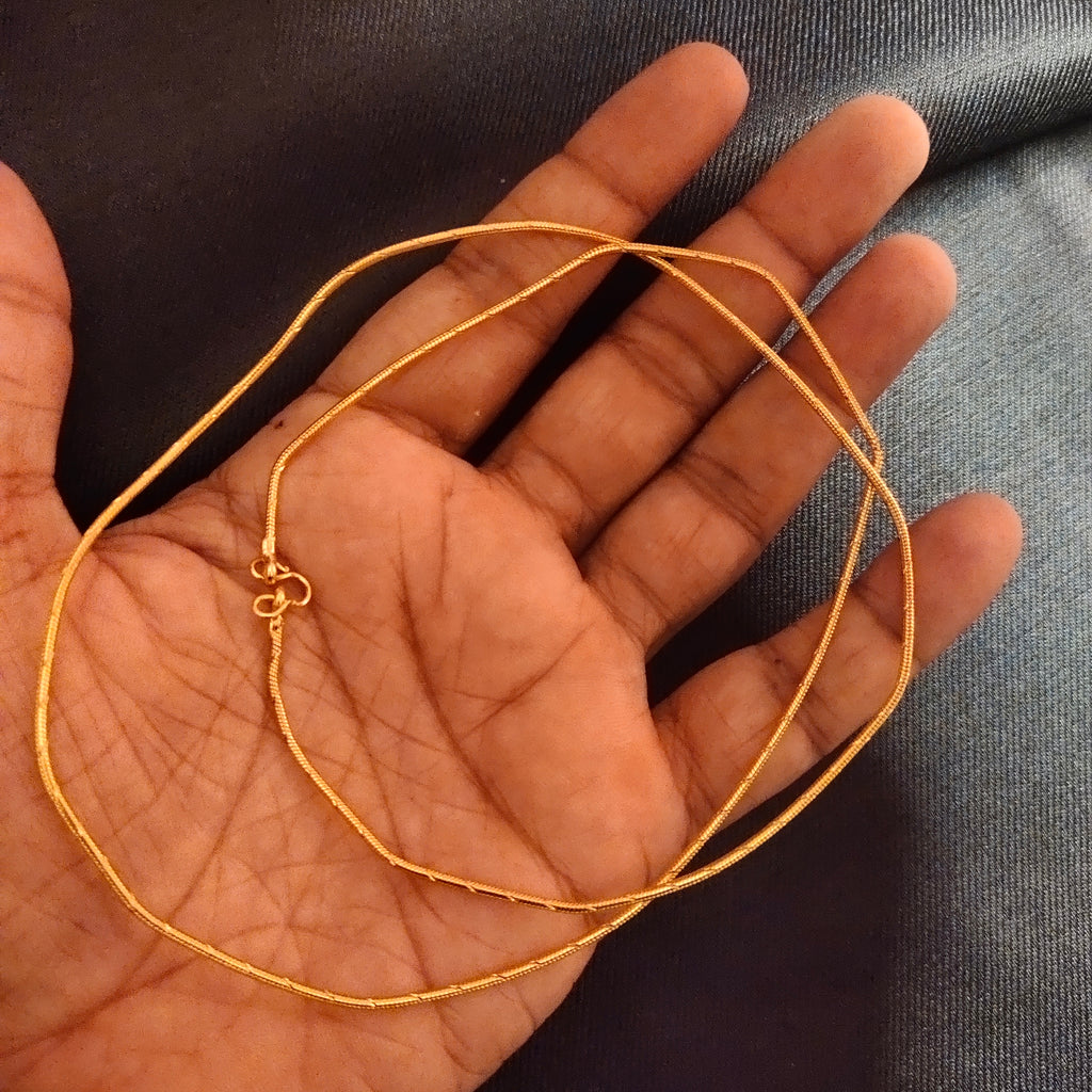 24 Inch Thin 24K Gold Plated Chain - Delicate Unisex Necklace for Daily Wear