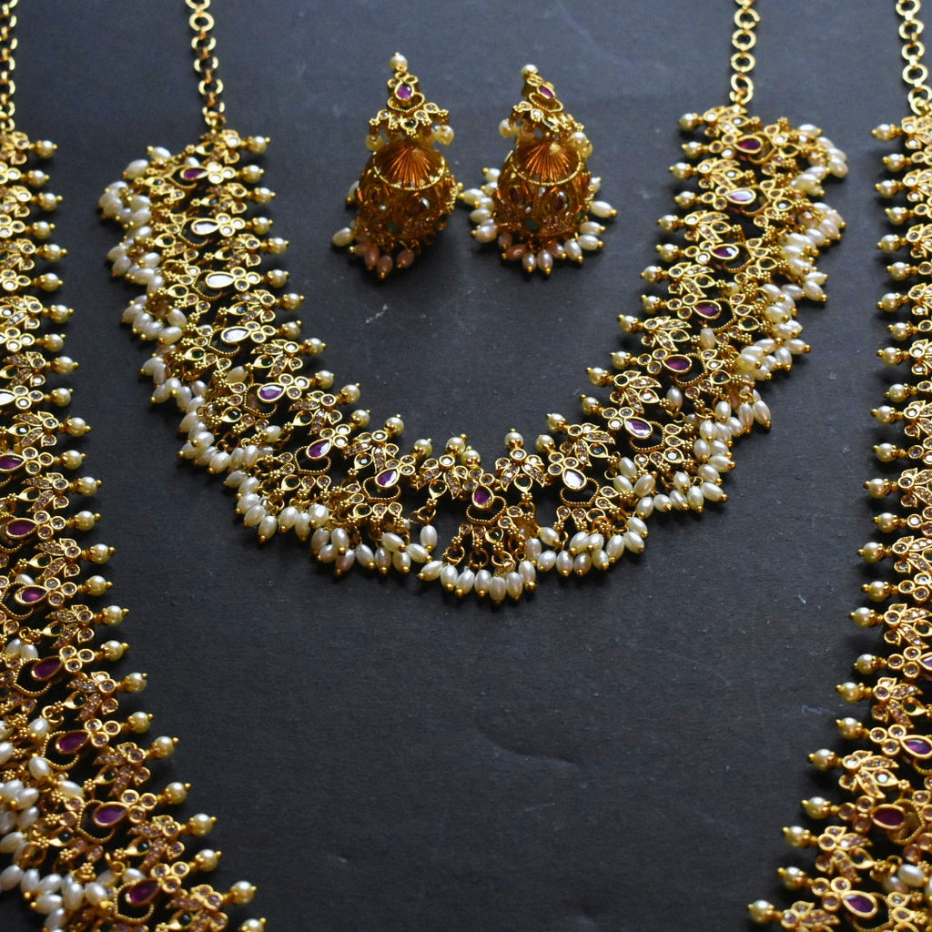 Asp Antique Rice Pearls Guttapusalu Necklace set