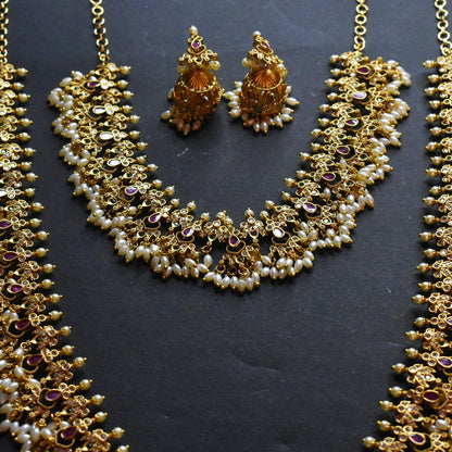 Asp Antique Rice Pearls Guttapusalu Necklace set