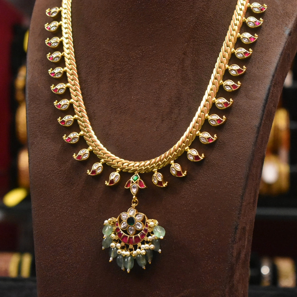 Asp 24 K Gold Plated Jadau Kundan Mango Jalebi Necklace